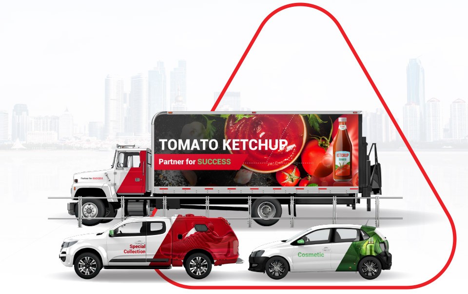 Commercial vehicles with coordinated custom graphics