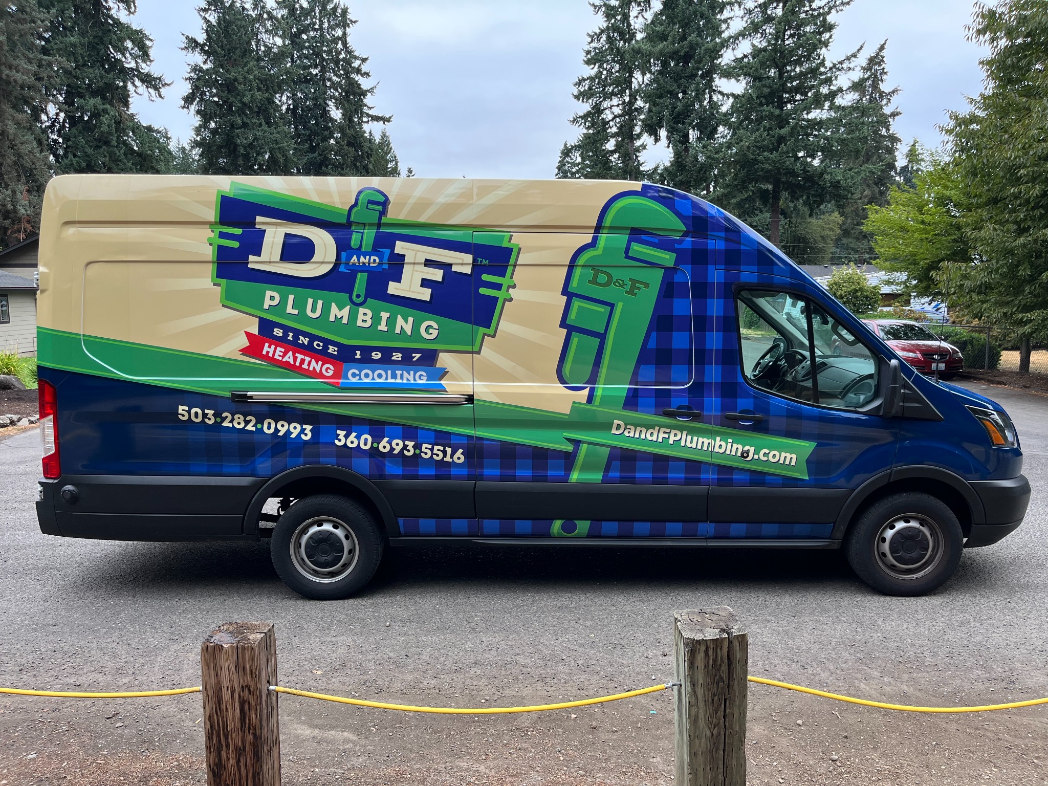 D&F Plumbing full side commercial van wrap