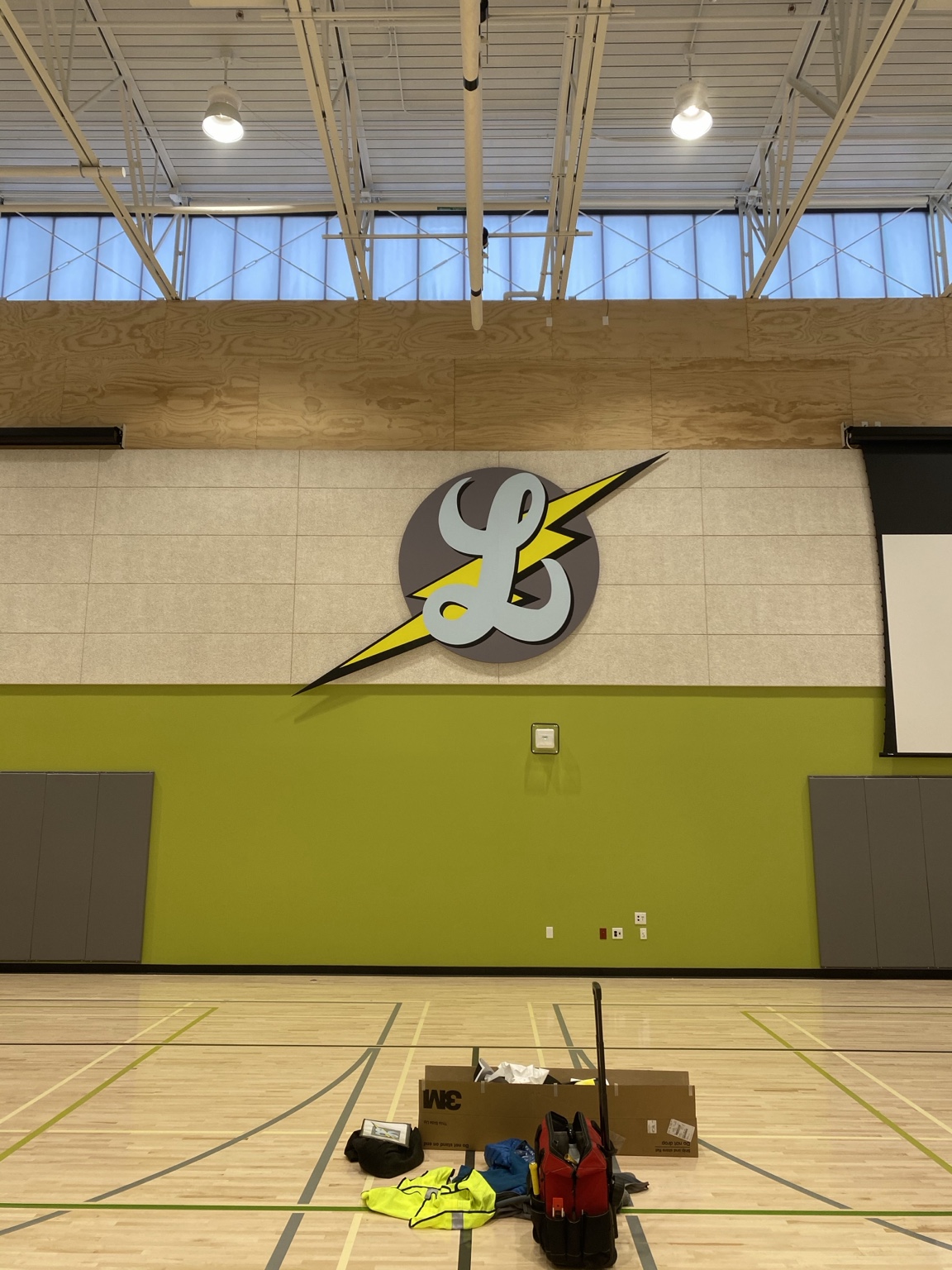 Large dimensional logo installed in a commercial interior