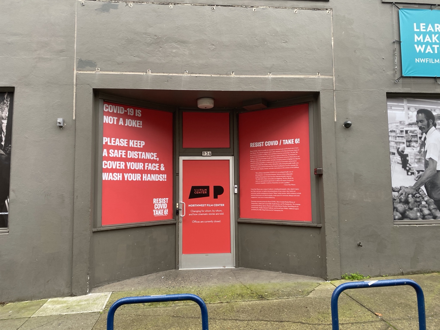 Northwest Film Center branded entrance doors